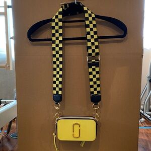 Marc Jacobs Yellow Crossbody Camera Bag with Checker Strap